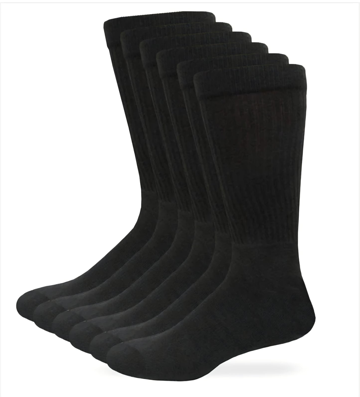Carolina Ultimate Men's Cotton Crew Work Socks 6 Pair Bag black