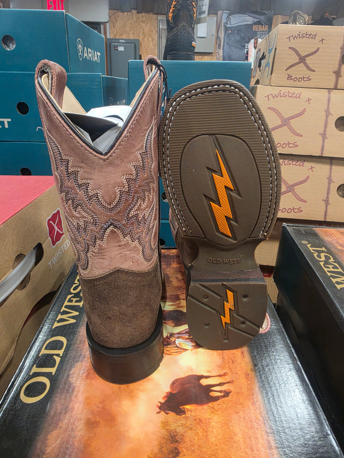 Old West Unisex Kids' Broad Square Toe Boots
