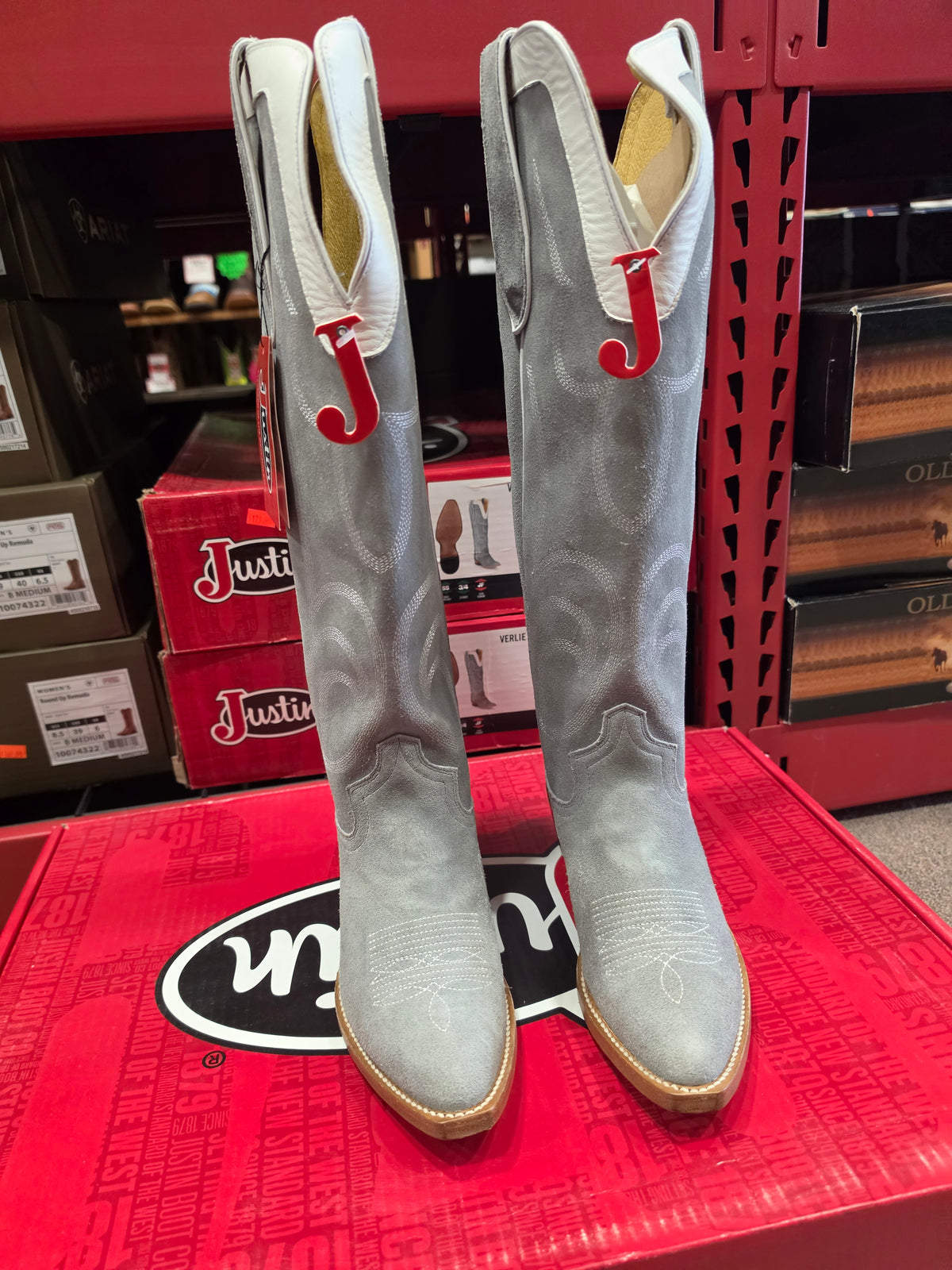 Justin Women's Verlie Vintage Suede Tall Western Boots - Snip Toe