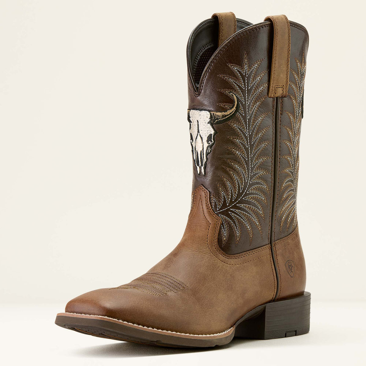 Ariat men's Sport Steer Skull Wide Square Toe Cowboy Boot