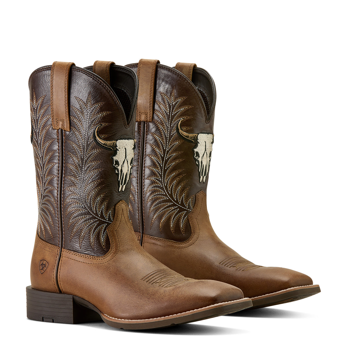 Ariat men's Sport Steer Skull Wide Square Toe Cowboy Boot