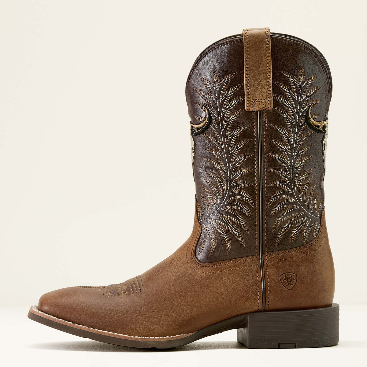 Ariat men's Sport Steer Skull Wide Square Toe Cowboy Boot