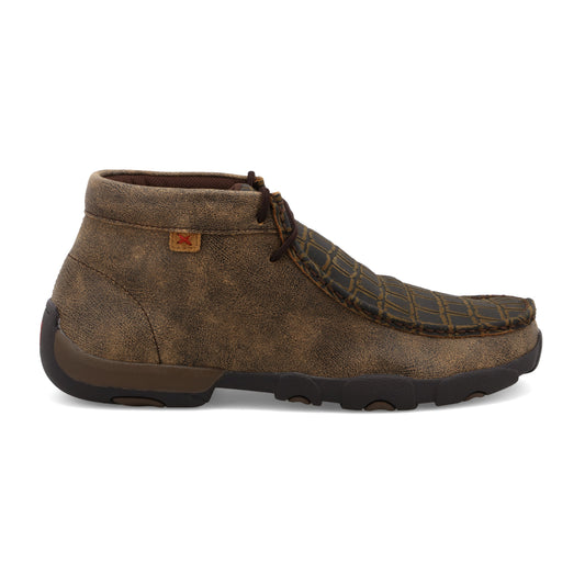 Twisted x Men's Chukka Driving Moc Caiman Print & Brown
