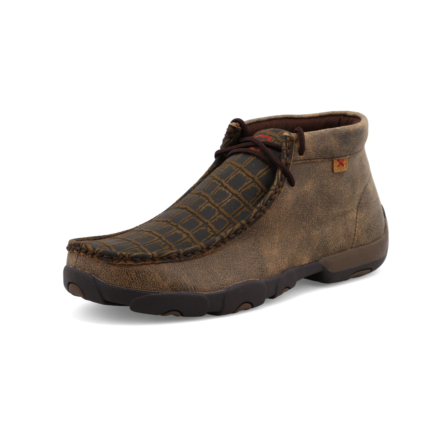 Twisted x Men's Chukka Driving Moc Caiman Print & Brown