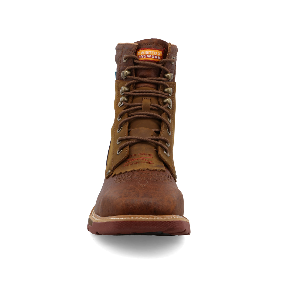 twisted x Waterproof Alloy Toe Lacer Distressed Saddle & Cognac