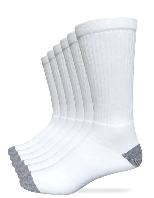 Carolina Ultimate Men's Cotton Crew Work Socks 6 Pair Bag white