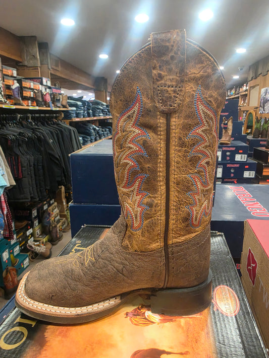 Old West Kids' Broad Square Toe brown Boots