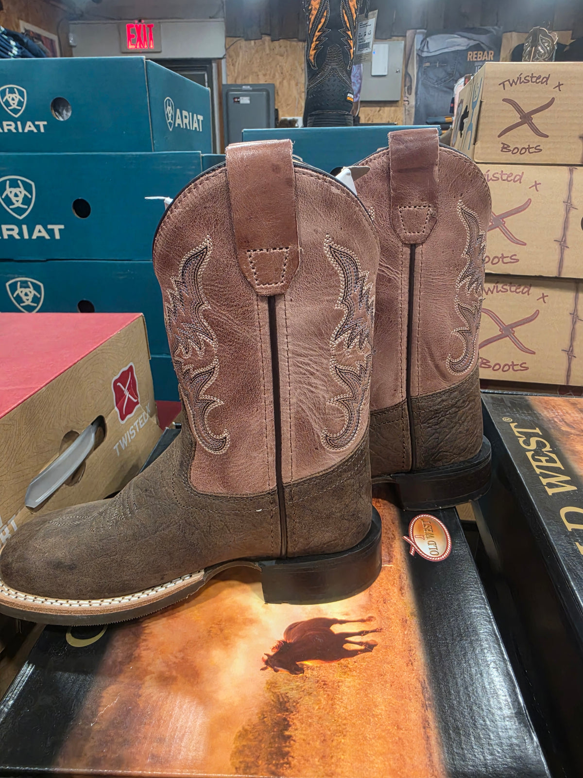 Old West Unisex Kids' Broad Square Toe Boots