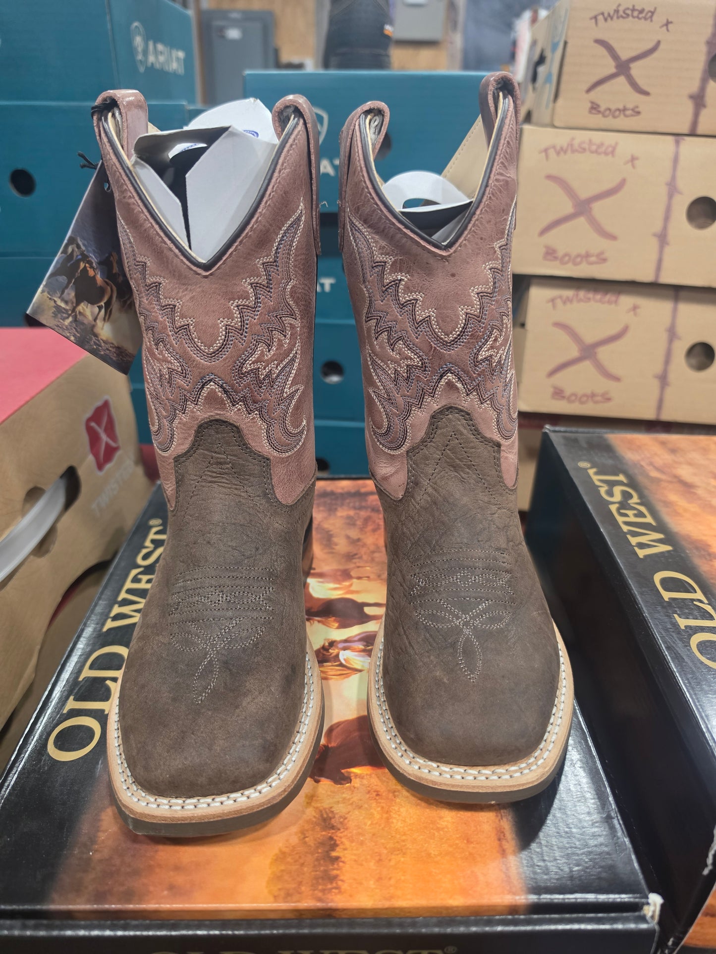 Old West Unisex Kids' Broad Square Toe Boots