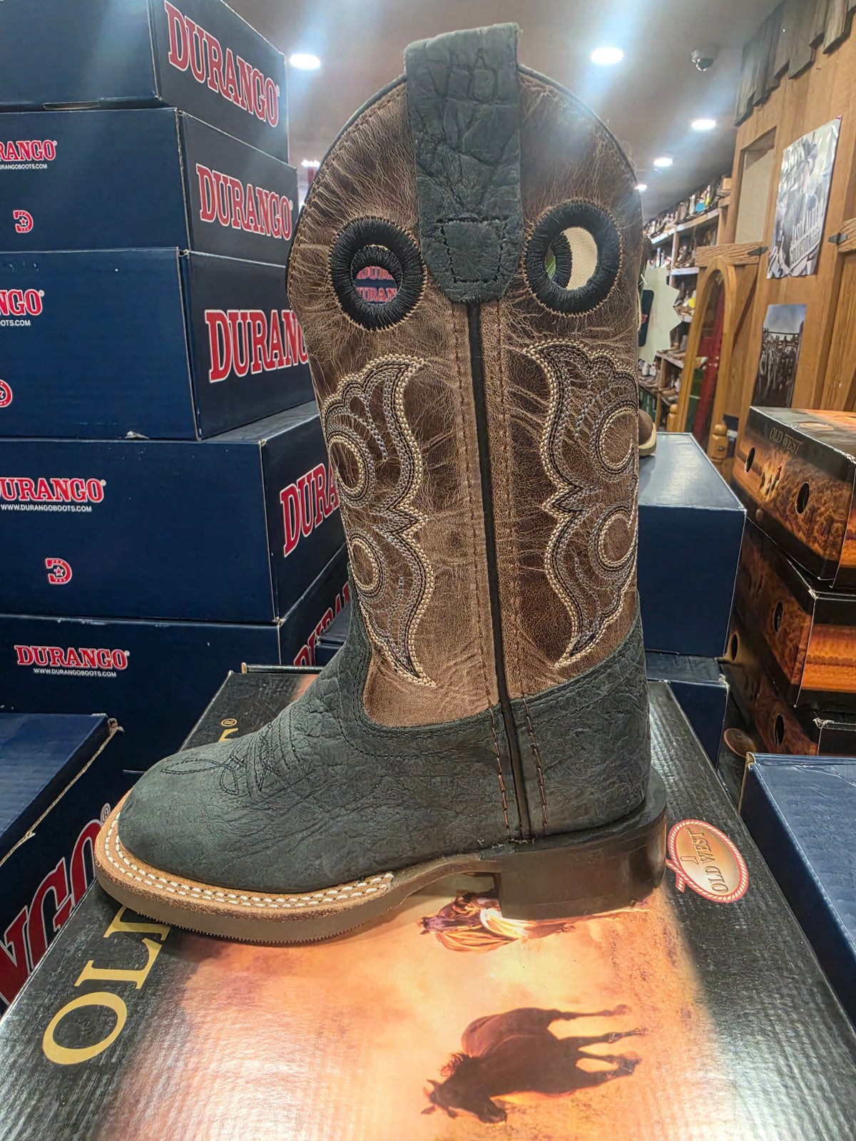 Old West Unisex Kids' Broad Square Toe Boots